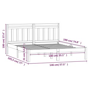 vidaXL Sängram vit massiv furu 140x190 cm - Bild 9