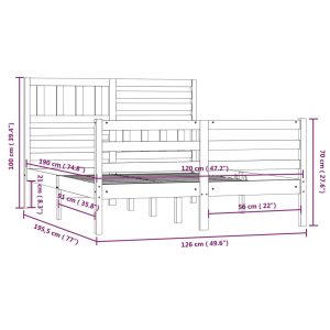 vidaXL Sängram massiv furu 120x190 cm vit - Bild 9