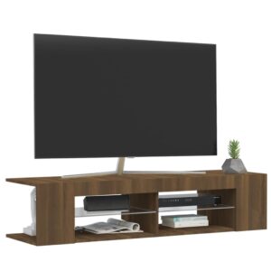 vidaXL Tv-bänk med LED-belysning brun ek 135x39x30 cm - Bild 6