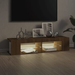 vidaXL Tv-bänk med LED-belysning brun ek 135x39x30 cm - Bild 7