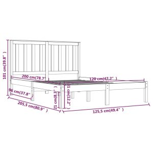 vidaXL Sängram honungsbrun massiv furu 120x200 cm enkelsäng - Bild 6