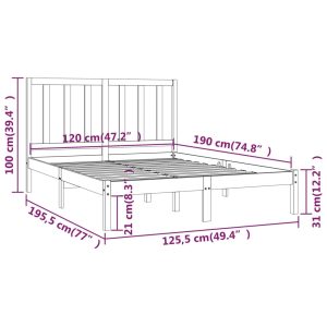 vidaXL Sängram vit massiv furu 120x190 cm - Bild 6