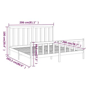 vidaXL Sängram svart massiv furu 200x200 cm - Bild 6