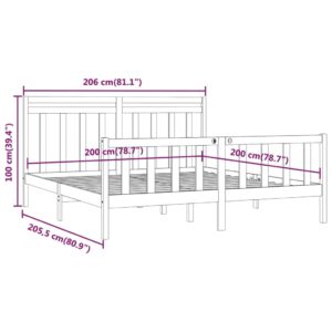 vidaXL Sängram svart massiv furu 200x200 cm - Bild 8