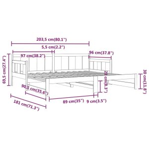 vidaXL Bäddsoffa massiv furu 2x(90x200) cm - Bild 12