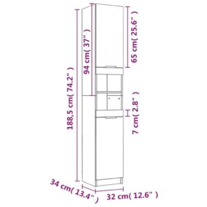 vidaXL Badrumsskåp vit 32x34x188,5 cm konstruerat trä - Bild 11