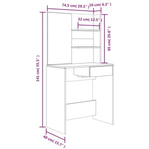 vidaXL Sminkbord svart 74,5x40x141 cm - Bild 9