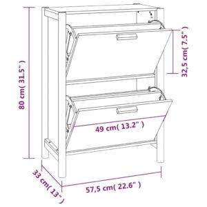 vidaXL Skoskåp vit 57,5x33x80 cm konstruerat trä - Bild 10