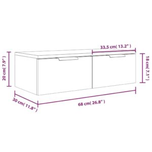 vidaXL Väggskåp 2 st betonggrå 68x30x20 cm konstruerat trä - Bild 12