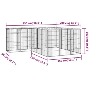 vidaXL Hundbur 18 paneler svart 50x100 cm pulverlackerat stål - Bild 6