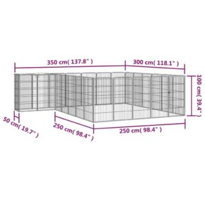 vidaXL Hundbur 26 paneler svart 50x100 cm pulverlackerat stål - Bild 6