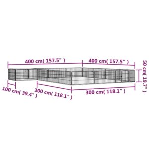 vidaXL Hundbur 16 paneler svart 100x50 cm pulverlackerat stål - Bild 6