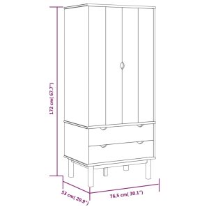 vidaXL Garderob OTTA brun&vit 76,5x53x172 cm massiv furu - Bild 6