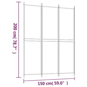 vidaXL Rumsavdelare 3 paneler vit 150x200 cm tyg - Bild 8