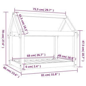 vidaXL Hundbädd svart 81x60x70 cm massiv furu - Bild 8