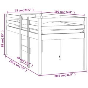 vidaXL Hög säng 75x190 cm massiv furu - Bild 8