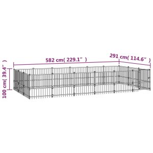 vidaXL Hundgård för utomhusbruk stål 16,94 m² - Bild 6