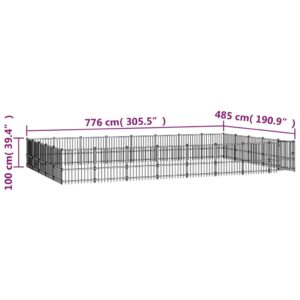 vidaXL Hundgård för utomhusbruk stål 37,64 m² - Bild 6