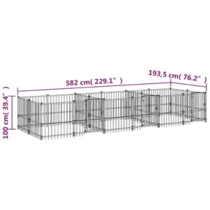 vidaXL Hundgård för utomhusbruk stål 11,26 m² - Bild 6