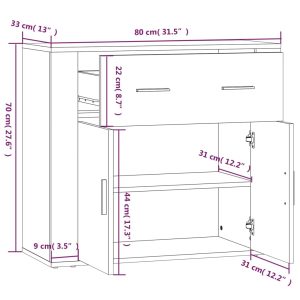 vidaXL Förvaringsskåp rökfärgad ek 80x33x70 cm konstruerat trä - Bild 9