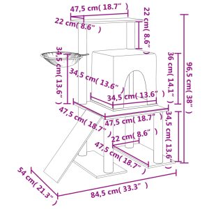 vidaXL Klösträd med sisalpelare mörkgrå 96,5 cm - Bild 8