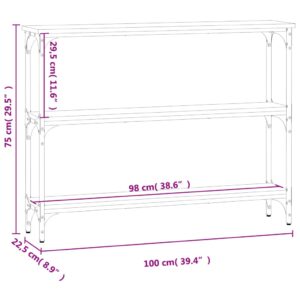 vidaXL Avlastningsbord rökfärgad ek 100x22,5x75 cm konstruerat trä - Bild 9