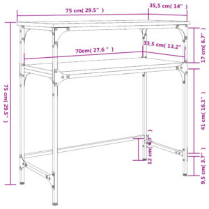 vidaXL Avlastningsbord rökfärgad ek 75x35,5x75 cm konstruerat trä - Bild 9