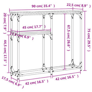 vidaXL Avlastningsbord rökfärgad ek 90x22,5x75 cm konstruerat trä - Bild 9