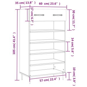 vidaXL Skohylla sonoma-ek 60x35x105 cm konstruerat trä - Bild 12