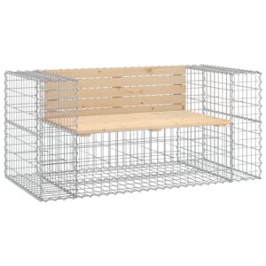 vidaXL Trädgårdsbänk gabion-design 143x71x65,5 cm massiv furu - Bild 2