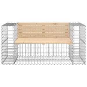 vidaXL Trädgårdsbänk gabion-design 143x71x65,5 cm massiv furu - Bild 3