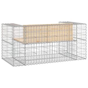 vidaXL Trädgårdsbänk gabion-design 143x71x65,5 cm massiv furu - Bild 5