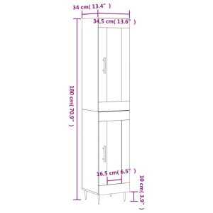 vidaXL Högskåp betonggrå 34,5x34x180 cm konstruerat trä - Bild 12