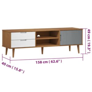 vidaXL Tv-bänk MOLDE brun 158x40x49 cm massiv furu - Bild 8