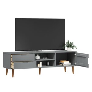 vidaXL Tv-bänk MOLDE grå 158x40x49 cm massiv furu - Bild 3