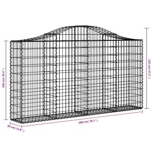 vidaXL Gabioner bågformade 6 st 200x30x100/120 cm galvaniserat järn - Bild 6