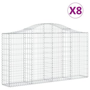 vidaXL Gabioner bågformade 8 st 200x30x100/120 cm galvaniserat järn - Bild 2