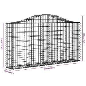 vidaXL Gabioner bågformade 15 st 200x30x100/120 cm galvaniserat järn - Bild 6