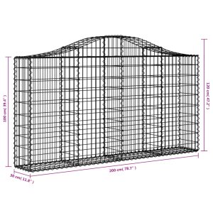 vidaXL Gabioner bågformade 40 st 200x30x100/120 cm galvaniserat järn - Bild 6