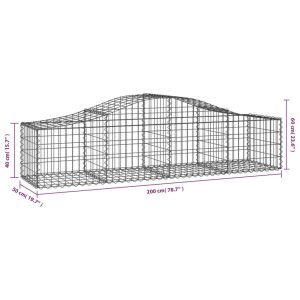 vidaXL Gabioner bågformade 3 st 200x50x40/60 cm galvaniserat järn - Bild 6