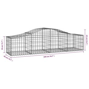 vidaXL Gabioner bågformade 20 st 200x50x40/60 cm galvaniserat järn - Bild 6