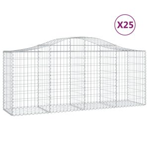 vidaXL Gabioner bågformade 25 st 200x50x80/100 cm galvaniserat järn - Bild 2