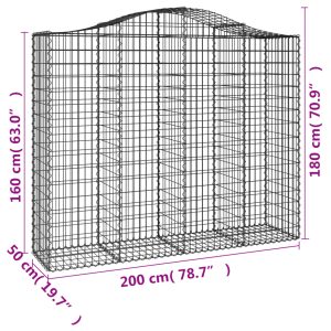 vidaXL Gabioner bågformade 4 st 200x50x160/180 cm galvaniserat järn - Bild 6