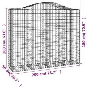 vidaXL Gabioner bågformade 20 st 200x50x160/180 cm galvaniserat järn - Bild 6