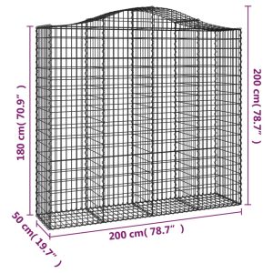 vidaXL Gabioner bågformade 4 st 200x50x180/200 cm galvaniserat järn - Bild 6