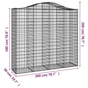 vidaXL Gabioner bågformade 20 st 200x50x180/200 cm galvaniserat järn - Bild 6