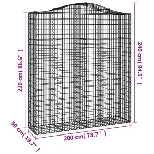 vidaXL Gabioner bågformade 6 st 200x50x220/240 cm galvaniserat järn - Bild 6