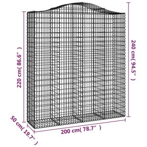 vidaXL Gabioner bågformade 8 st 200x50x220/240 cm galvaniserat järn - Bild 6