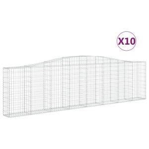 vidaXL Gabioner bågformade 10 st 400x30x100/120 cm galvaniserat järn - Bild 2