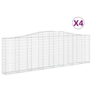 vidaXL Gabioner bågformade 4 st 400x30x120/140 cm galvaniserat järn - Bild 2